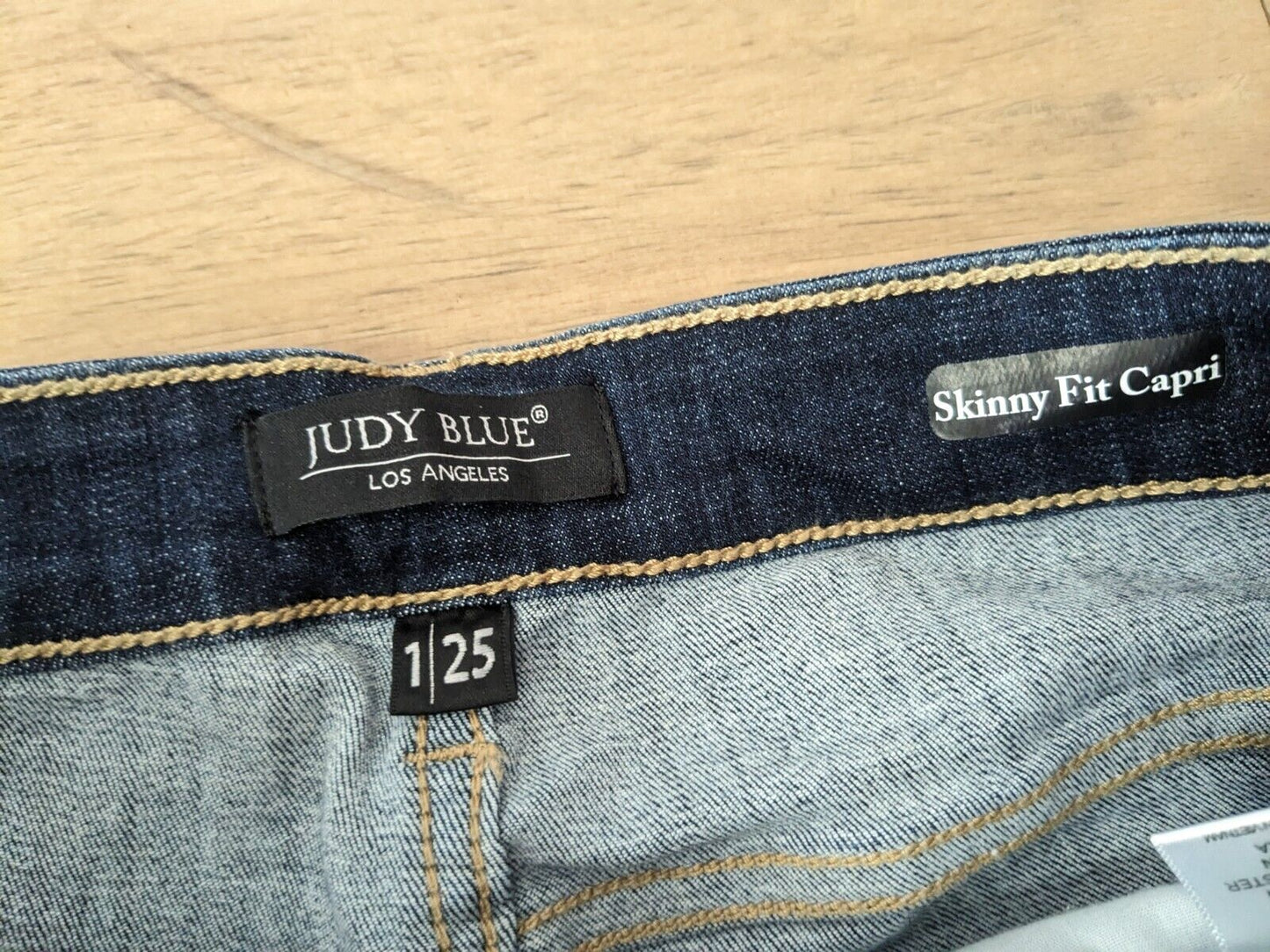 Judy Blue Jeans Women 1/25 Blue Skinny Fit Capri Casual Stretch Denim