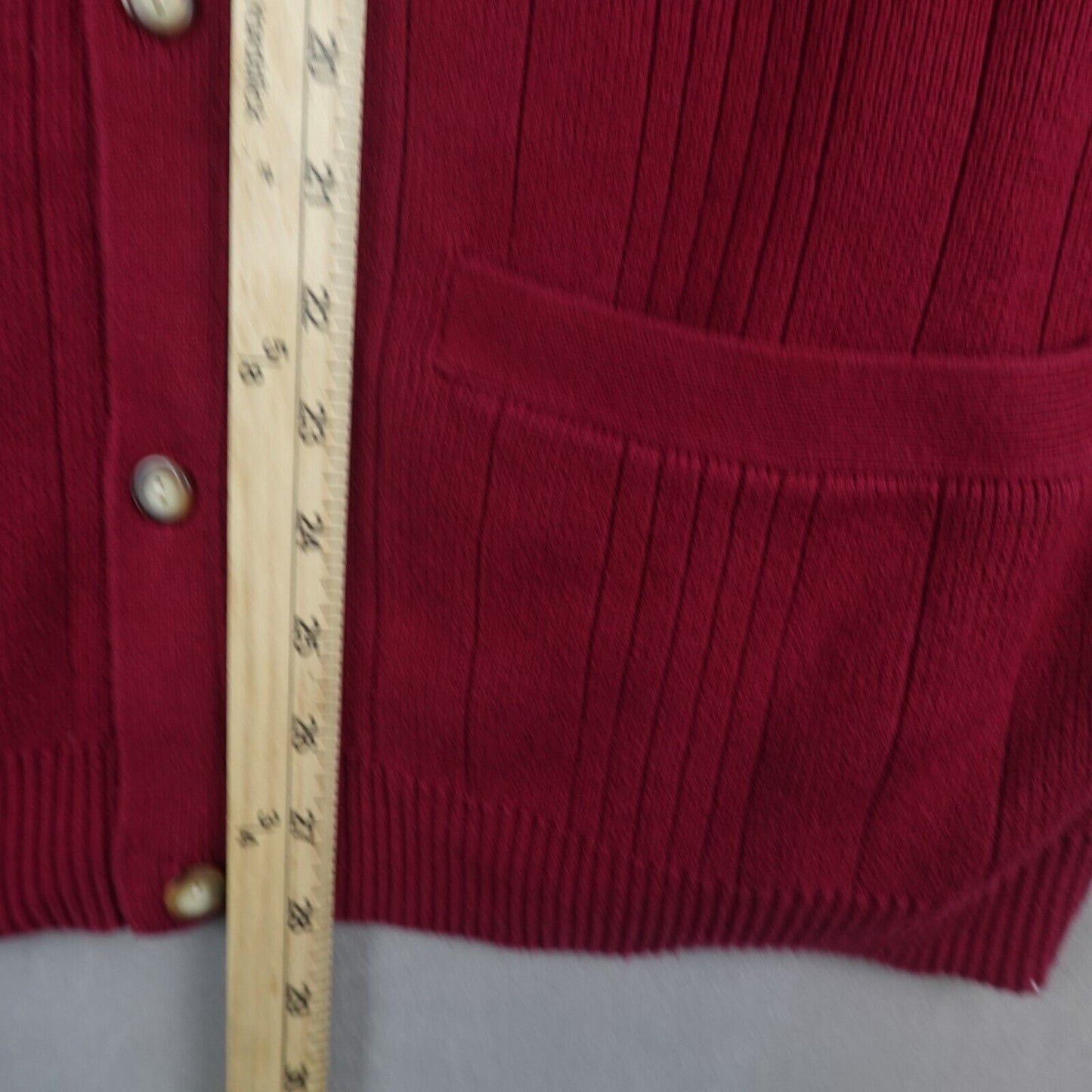 Eddie Bauer Sweater Vest Cardigan Mens Large Cotton Vintage Knit Red Granpa