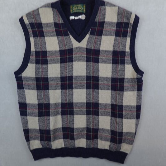 Peter Scott Vest Sweater Men Large Plaid Lambswool Scotland Perry Golf