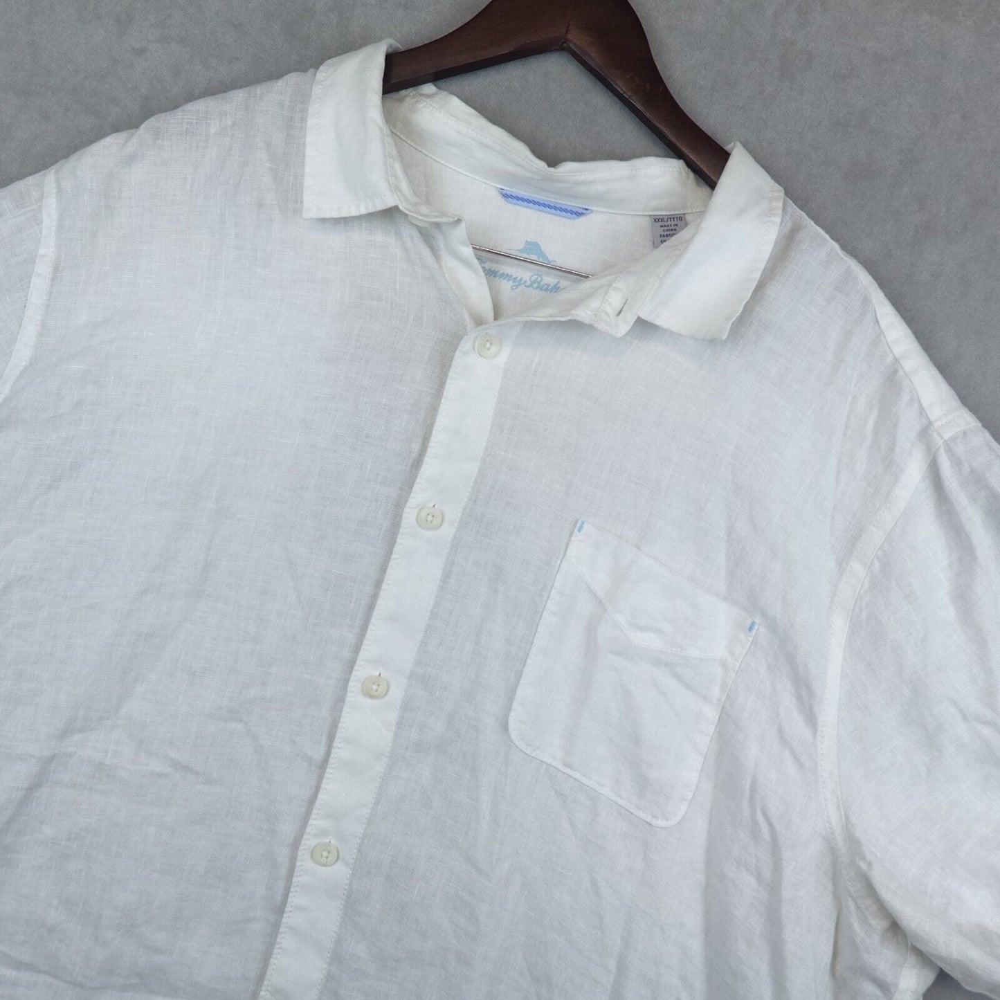 Tommy Bahama Shirt Mens XXXL White Linen Short Sleeve Relax Button Up