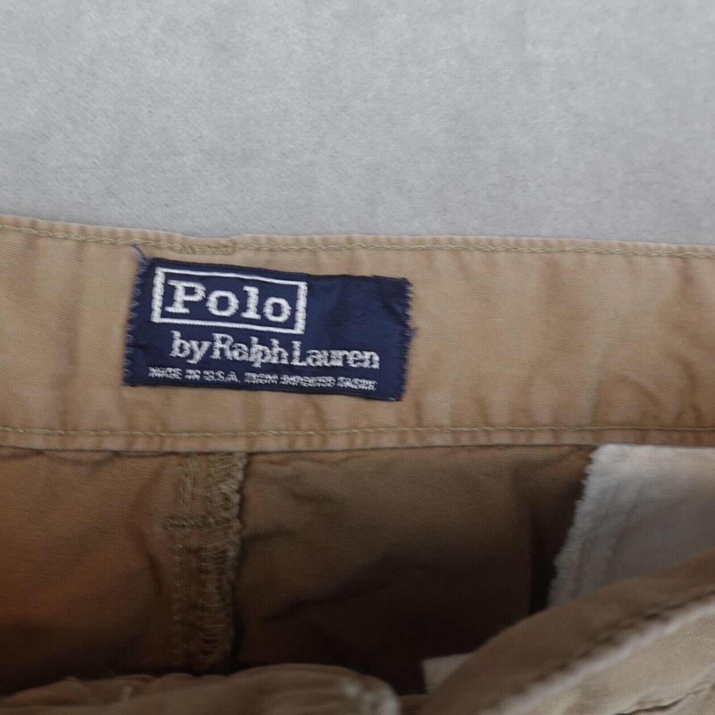 VTG Polo Ralph Lauren Shorts Mens 33 Chino Khaki Pleated Made In USA