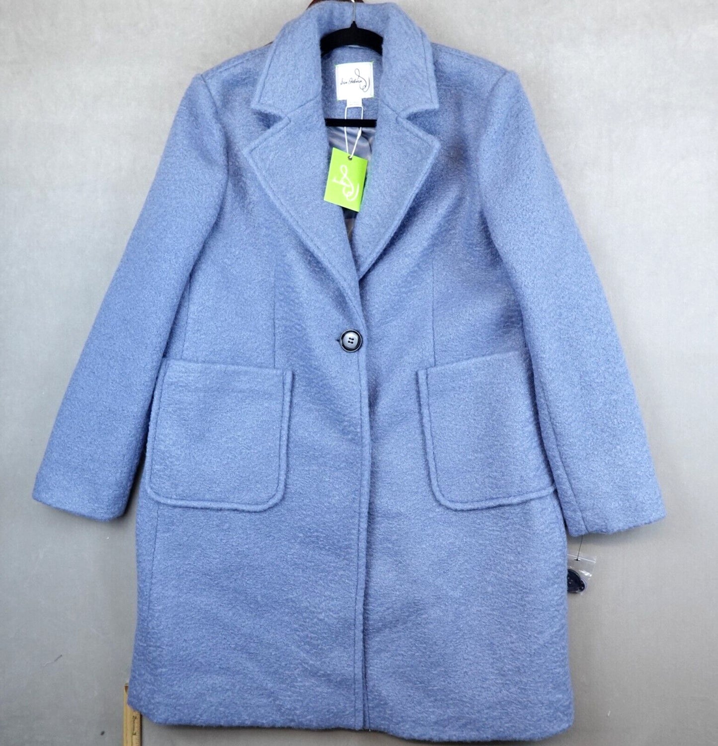 NWT Sam Edelman Coat Textured Womens Size XL Blue Stone Blazer New