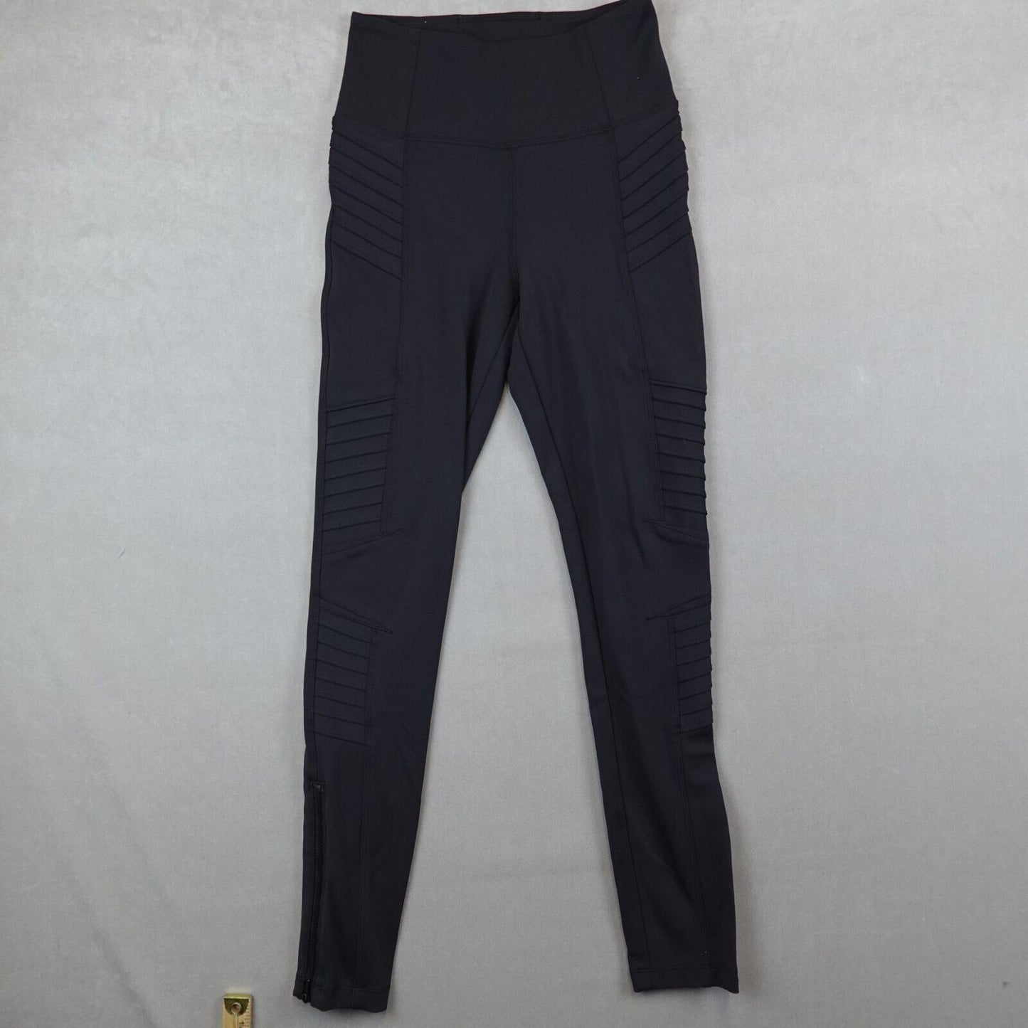 ATHLETA Delancey Moto Tight Leggings Womens XS Black Stretch Ankle Zip