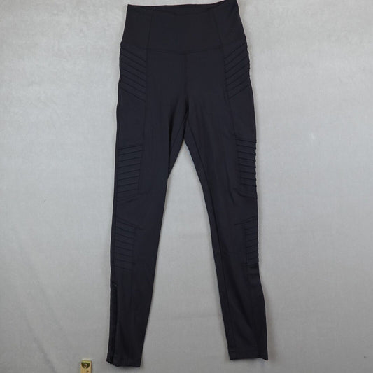 ATHLETA Delancey Moto Tight Leggings Womens XS Black Stretch Ankle Zip