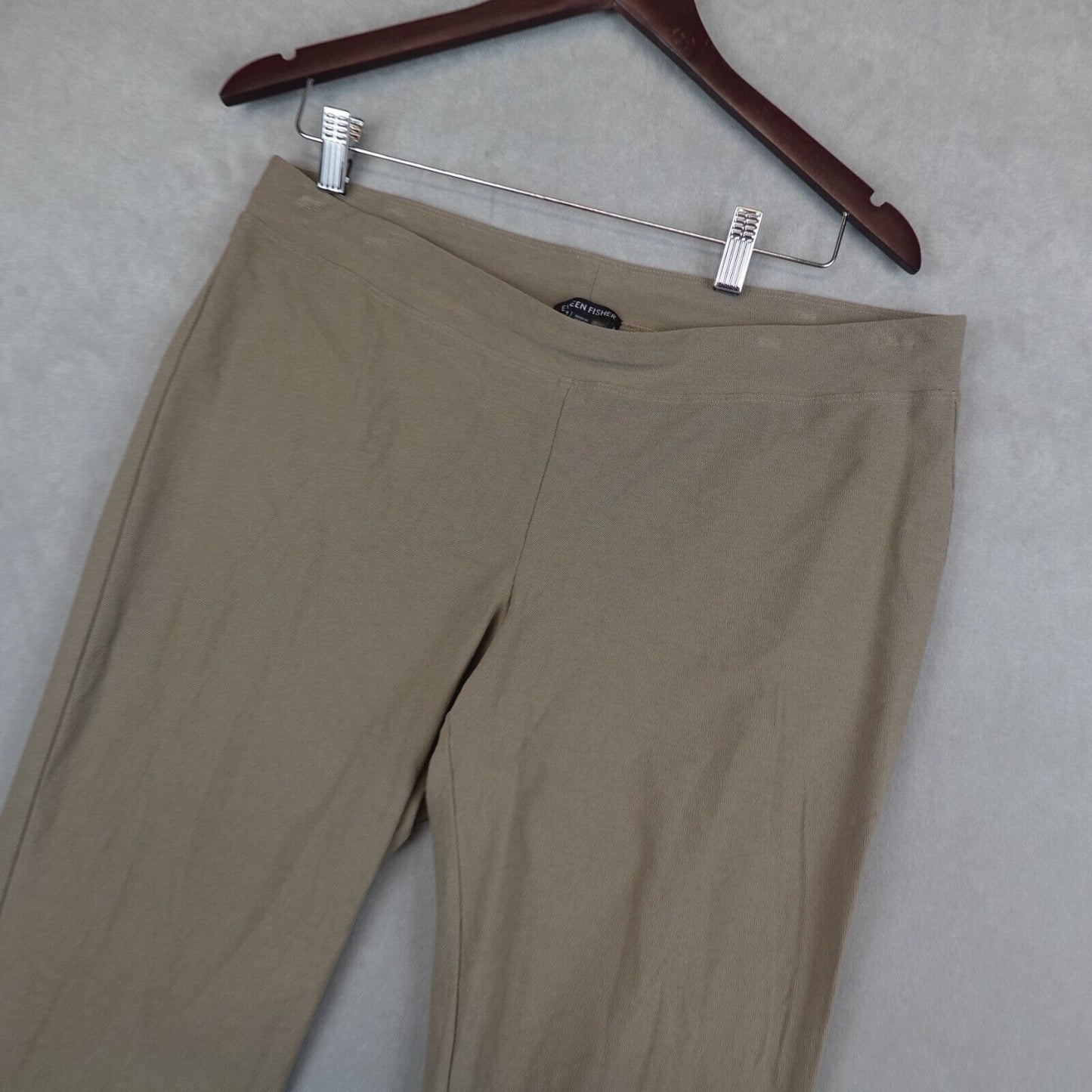 Eileen Fisher Pants Women Large Stretch Viscose Crepe Brown Pull On Ankle EUC