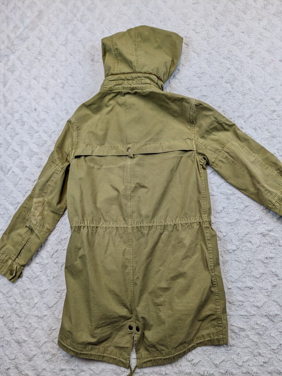 J CREW Jacket Womens XS Green Military Canvas Safari Outdoors Parka Hood *