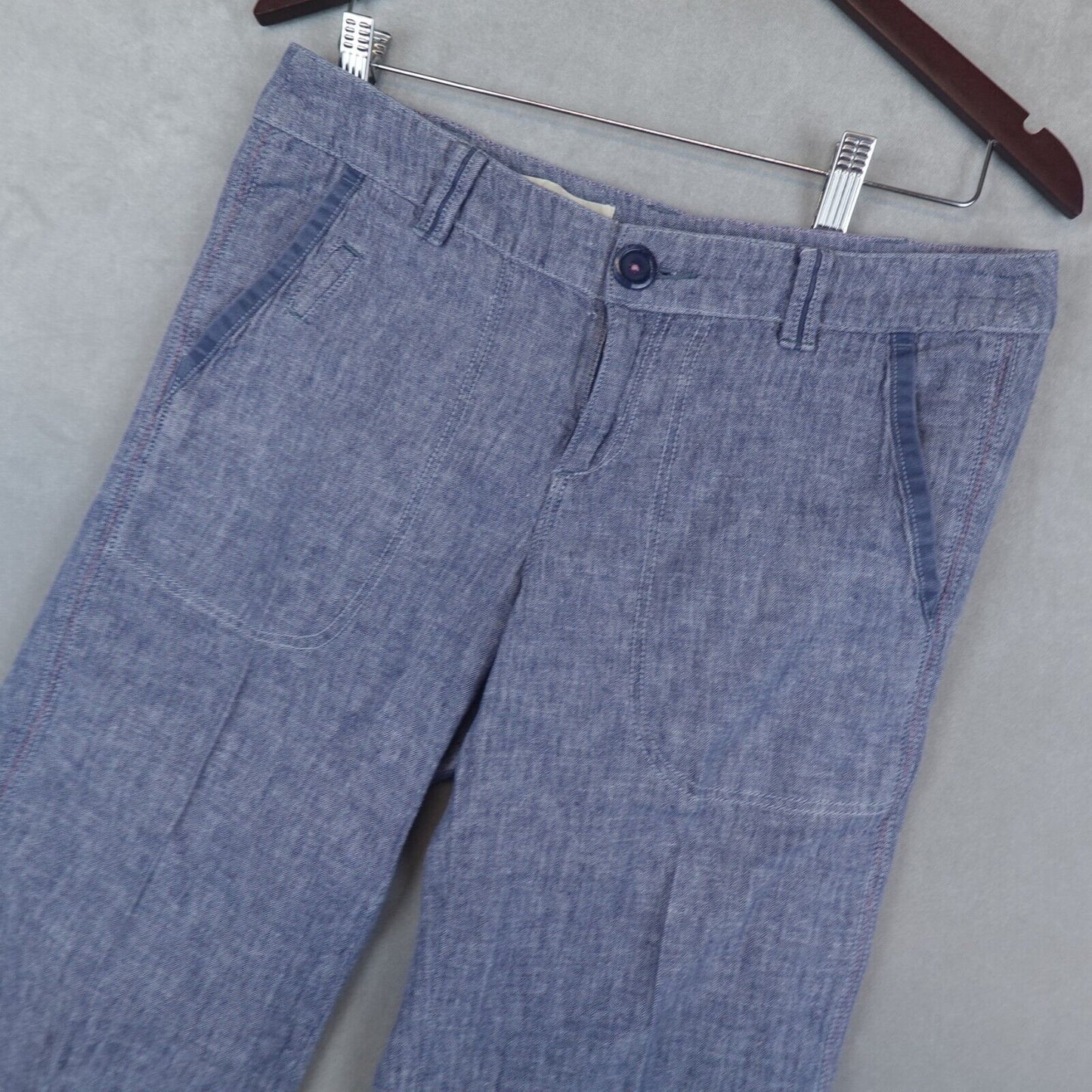 Pilcro And The Letterpress Anthropologie Pants No 6 Linen Blend Wide Leg Blue