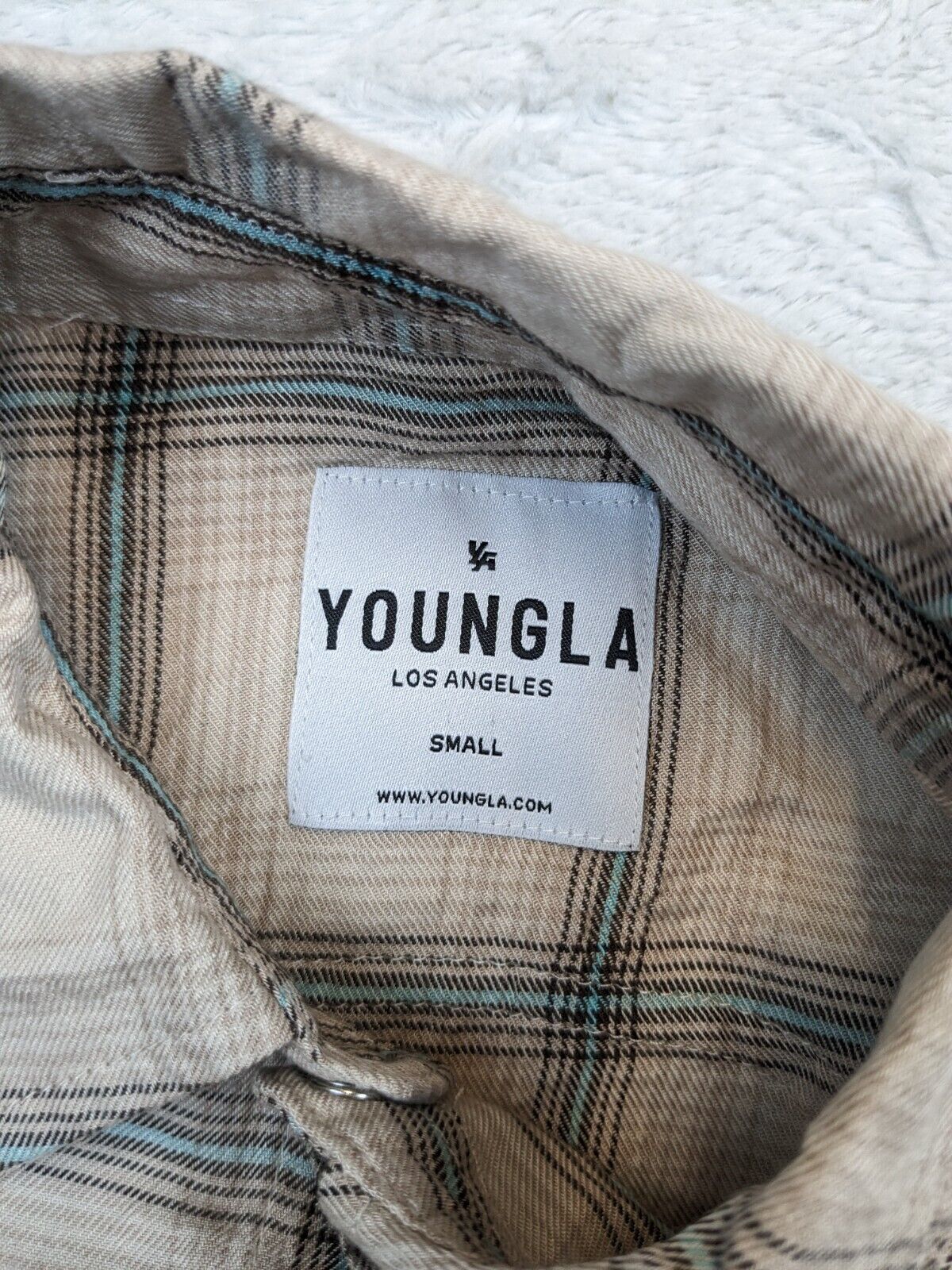 Youngla Shirt Mens Small Pearl Snap Plaid Lightweight Viscose Western Santa Cruz