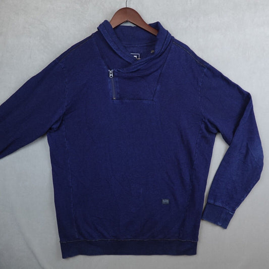 G STAR RAW Sweater Shawl Blue Long Sleeve Jumper Aero Size XL