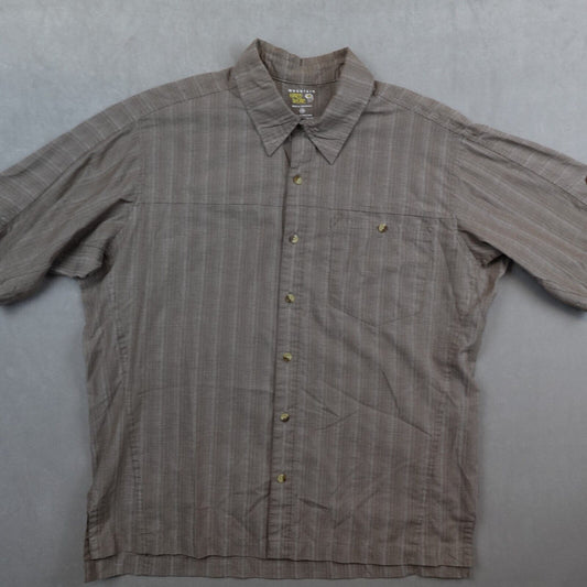 Mountain Hardwear Shirt Mens Large Short Sleeve Brown Button Up Outdoor