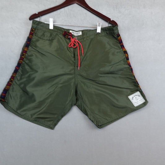 Huckberry Iron and Resin Board Shorts Mens 34 Green Swim Trunks 8 in