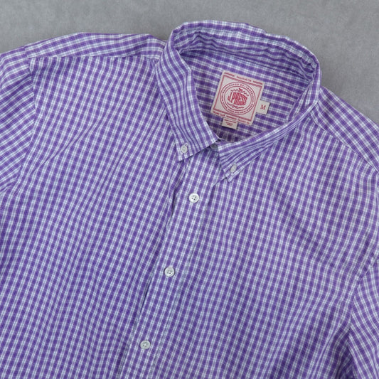 J Press Shirt Mens Size Medium Button Down Purple Plaid Long Sleeve