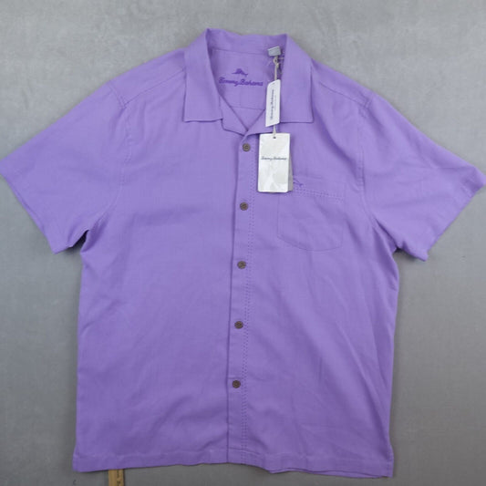 NWT Tommy Bahama Shirt Island Zone Royal Bermuda Men Large Spring Lavender Camp