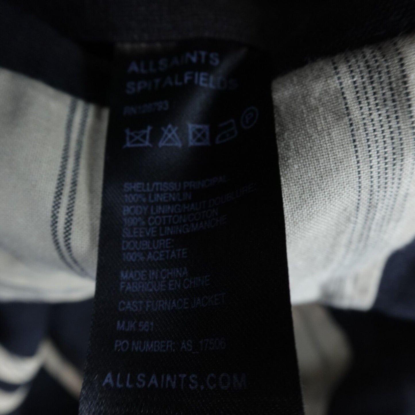 AllSaints Jacket Blazer Black Cast Furnace Deconstructed 100% Linen Mens 36