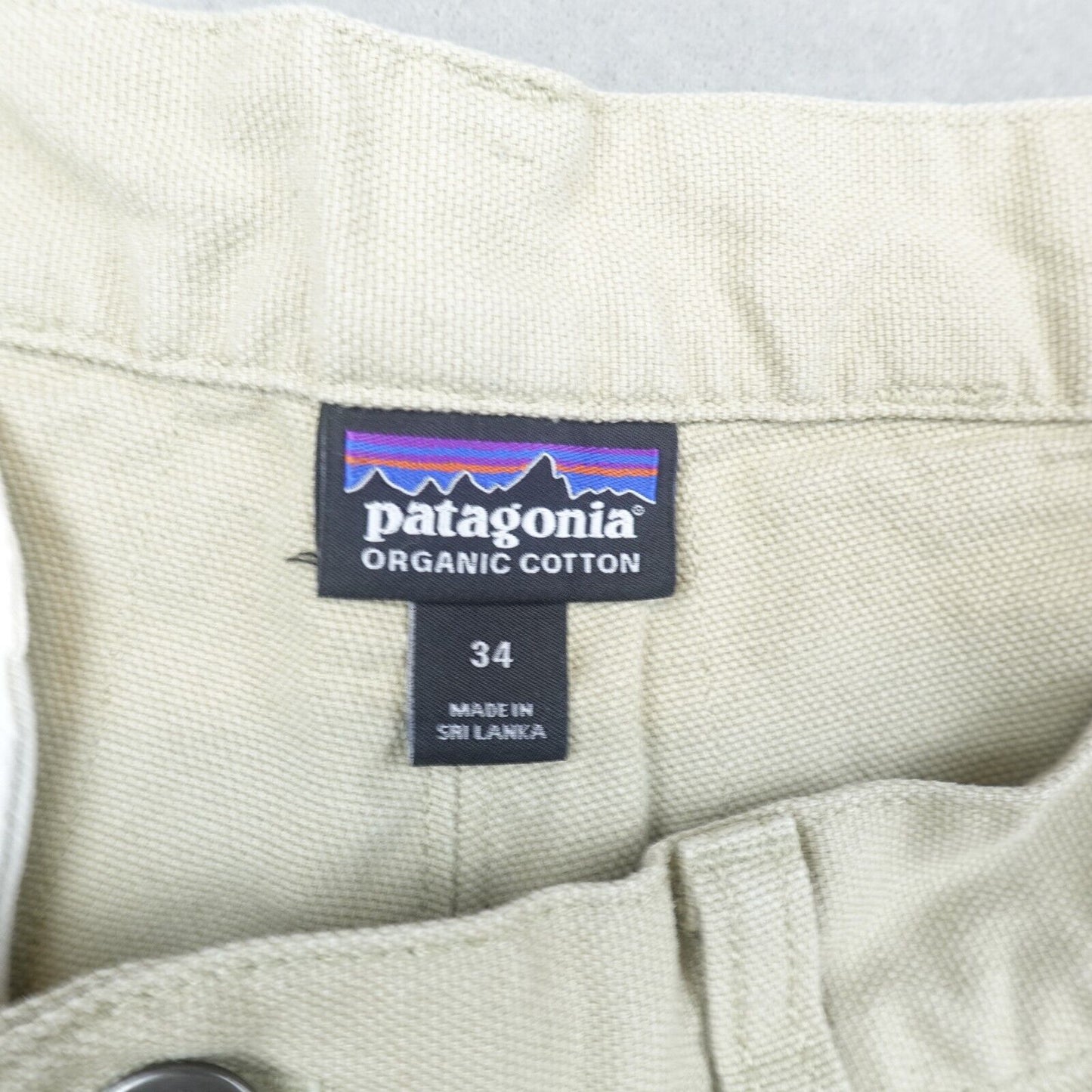 Patagonia Shorts Stand Up Mens 34 Beige Hiking Logo Organic Cotton 57227 Canvas