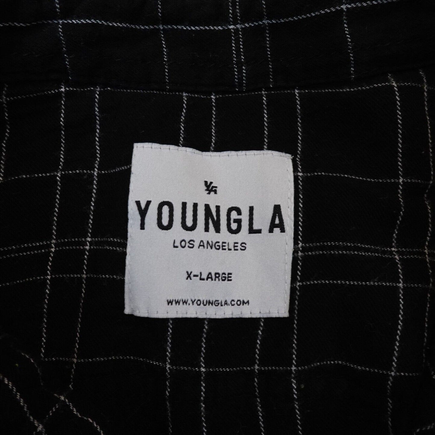 Youngla Shirt Men XL Button Up Long Sleeve Black Cotton Blend Skate Streetwear