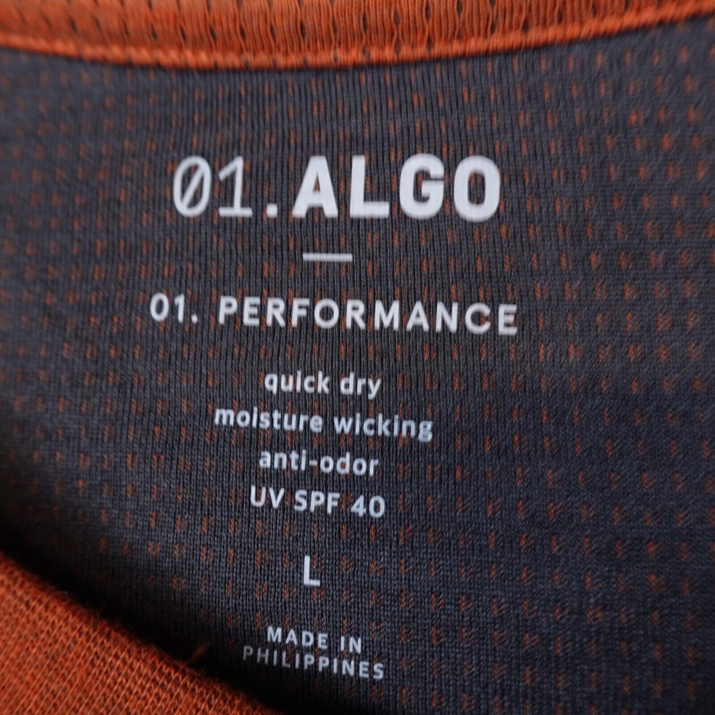 01.Algo Henley Shirt Men Size Large Thermal Long Sleeve Anti Odor Wicking Orange