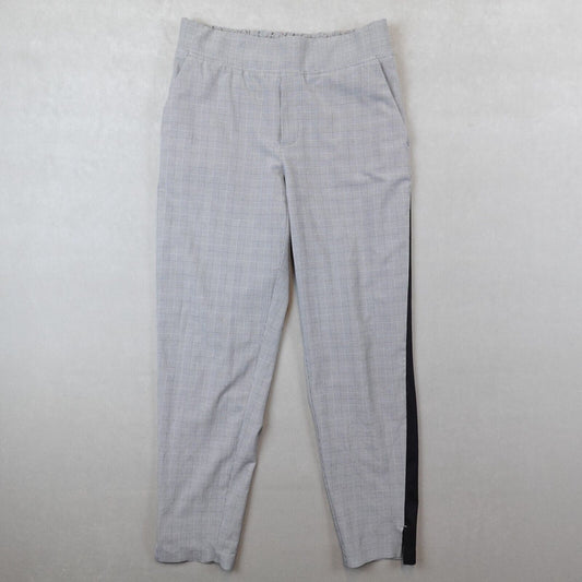 Athleta Brooklyn Ankle Pants Womens 2 Gray Plaid Pull On Stretch Commuter