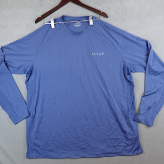 AFTCO Fishing Performance Long Sleeve T Shirt Mens XXXL AFTECH Blue Stretch