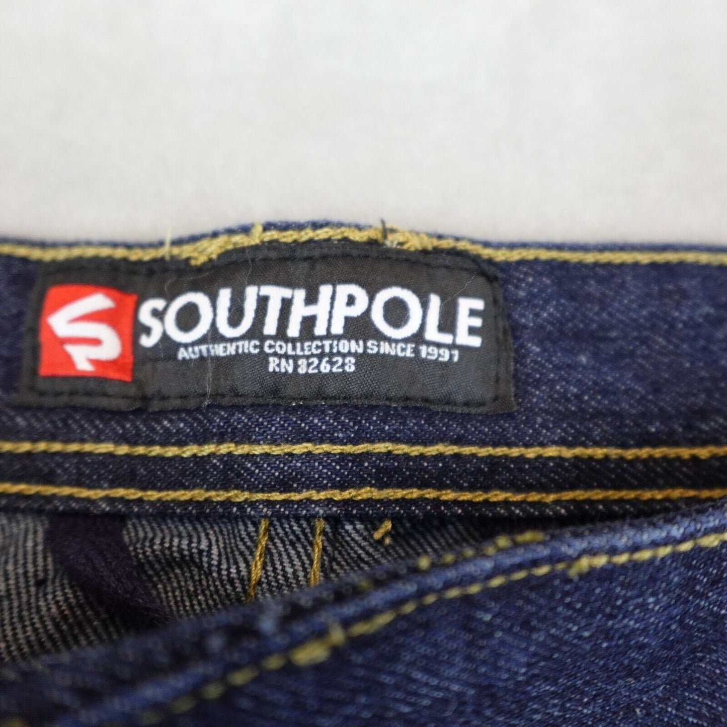 Southpole Jeans Men 46 Black Denim Relax Straight Dark Wash Baggy Rap Y2K VTG