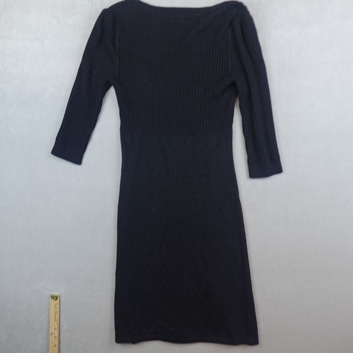 Athleta Dress Womens Small Black Ribbed Sweater Cashmere Bamboo Blend 3/4 Sleeve