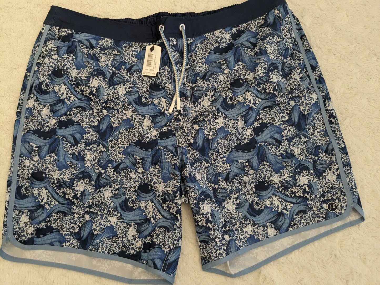 NWT johnnie O Swim Shorts Mens XXL Miyako Surf Indigo Blue Drawstring Lined $89