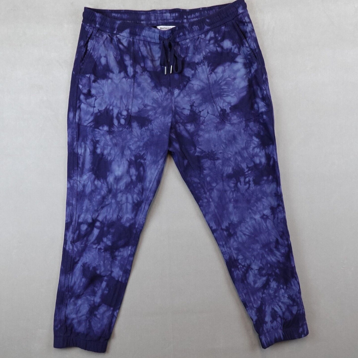 Athleta Farallon Jogger Pants Crystal Tie Dye Women XL Pocket Pull On Blue Taper