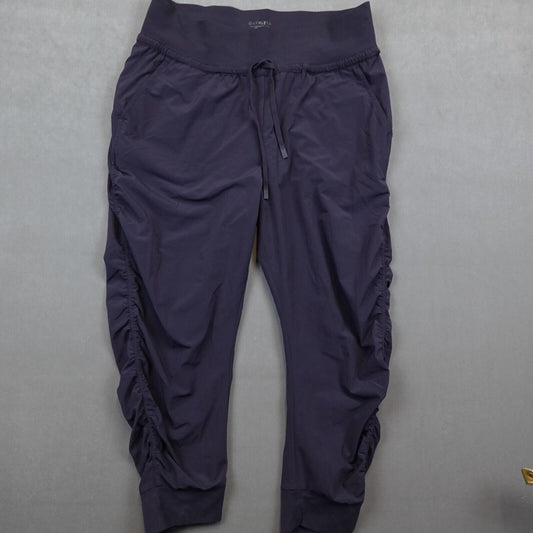 Athleta Attitude Pant Joggers Womens 12 Purple Ruched Legs Crop Yoga Drawtring