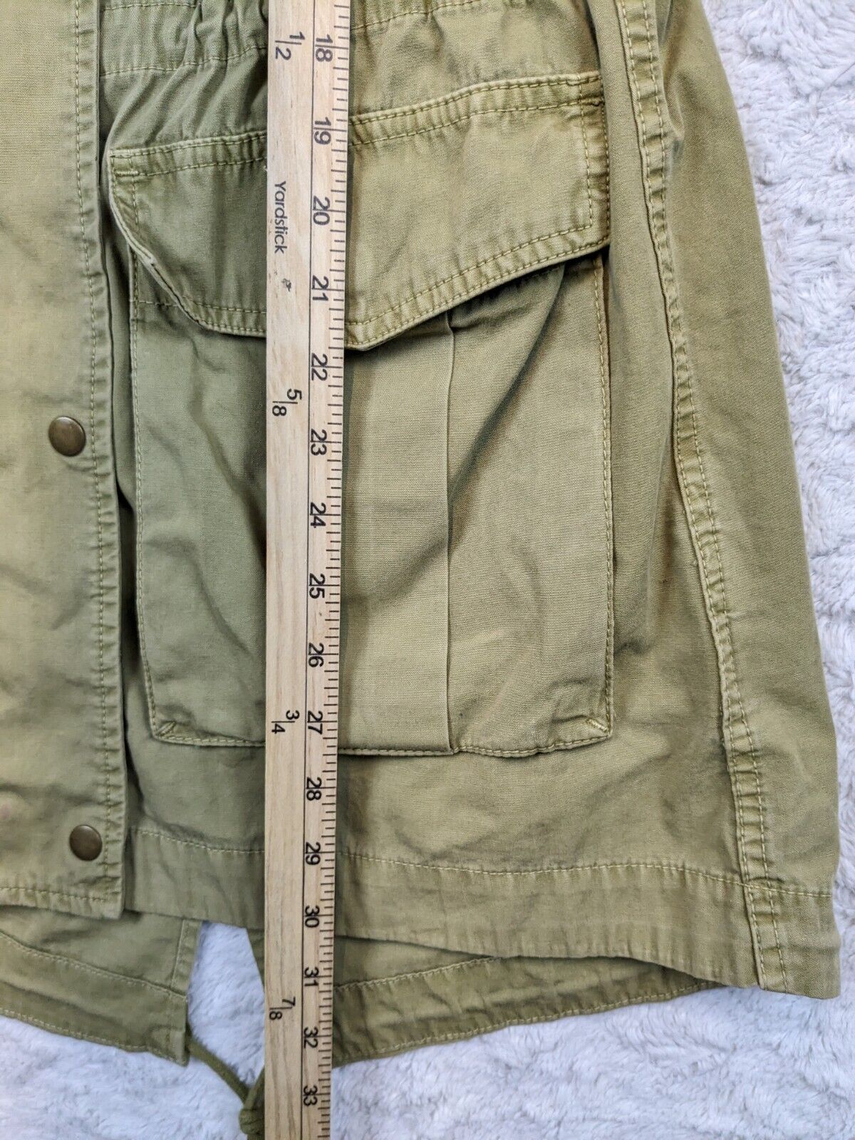 J CREW Jacket Womens XS Green Military Canvas Safari Outdoors Parka Hood *