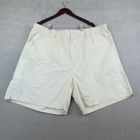 AFTCO Original Fishing Shorts Mens 46 Cargo Ivory Swimming Elastic Waist