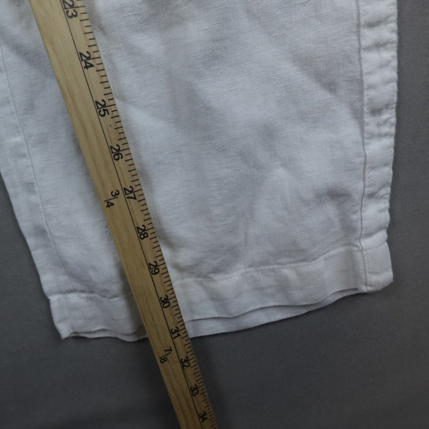 Athleta Cabo Linen Pants Wide Leg Jogger Size 8 White Drawstring Pockets