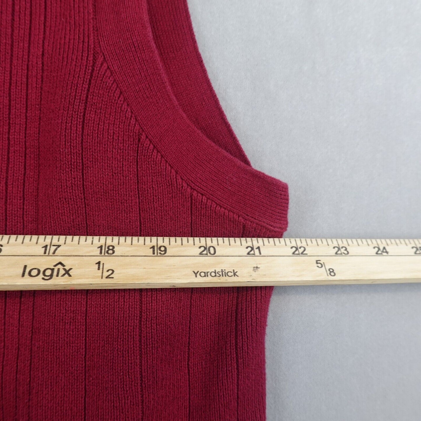 Eddie Bauer Sweater Vest Cardigan Mens Large Cotton Vintage Knit Red Granpa