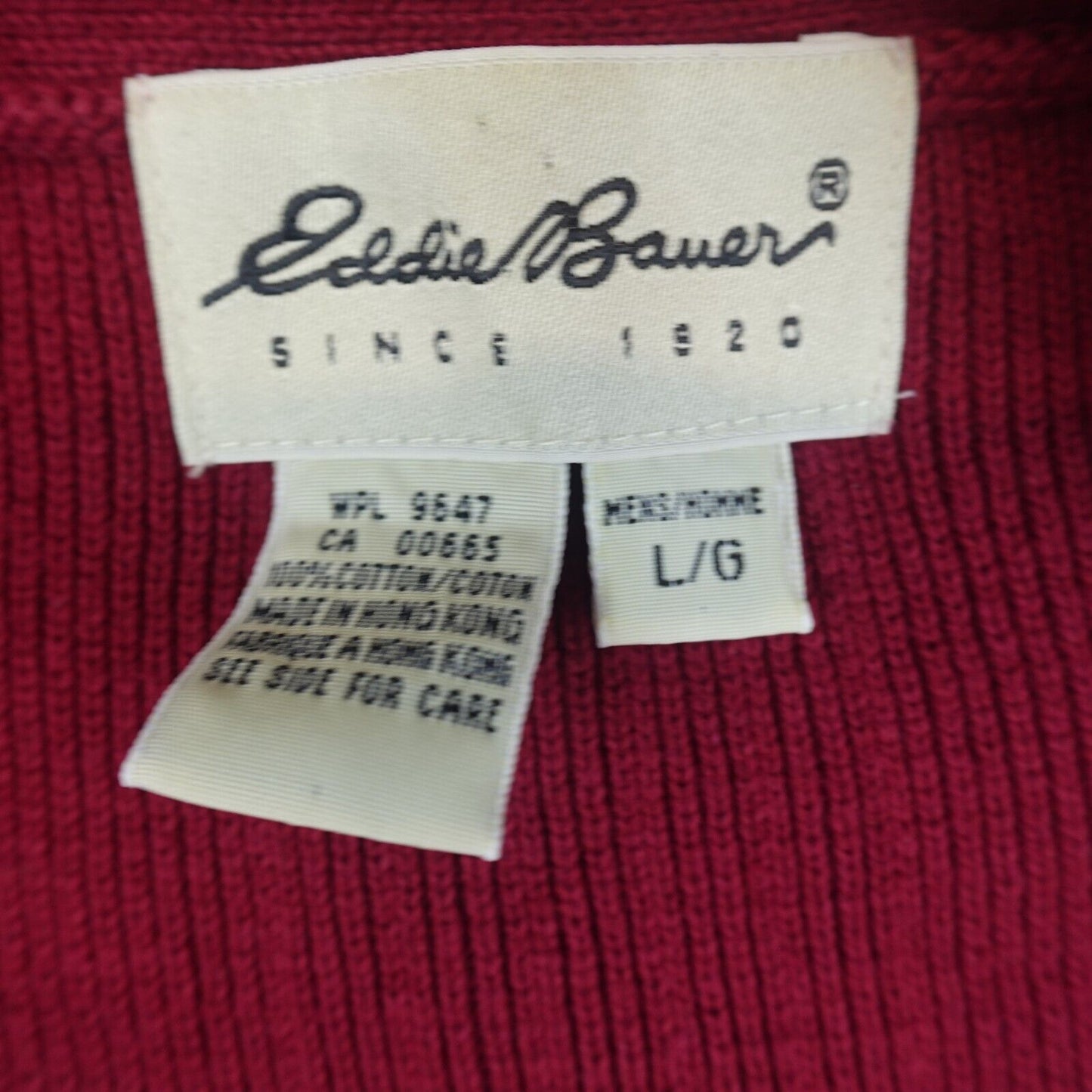 Eddie Bauer Sweater Vest Cardigan Mens Large Cotton Vintage Knit Red Granpa