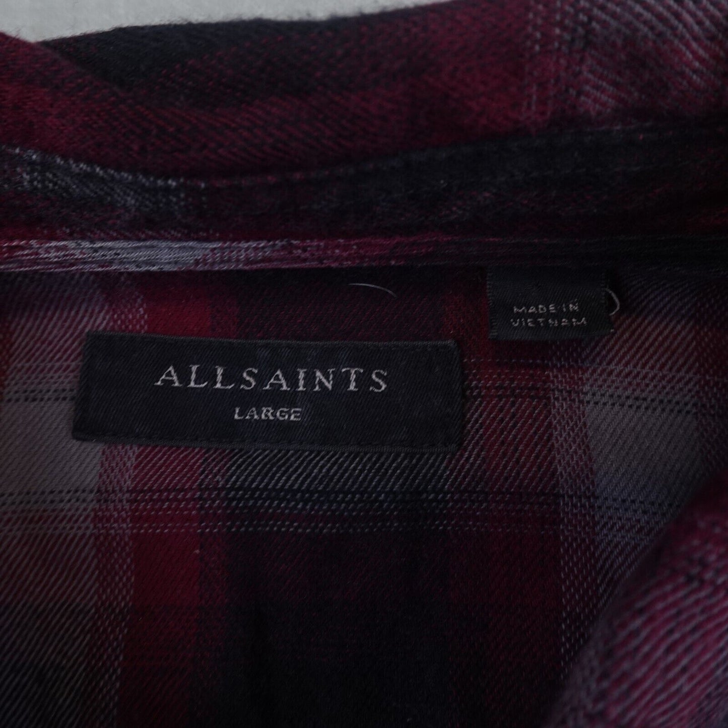 Allsaints Flannel Shirt Mens Size Large Long Sleeve Button Up Plaid