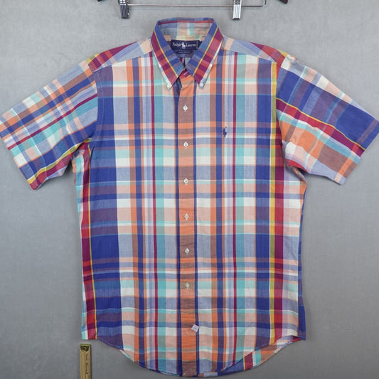 VTG Polo Ralph Lauren Shirt Madras Button Up Plaid Multicolor Mens Medium