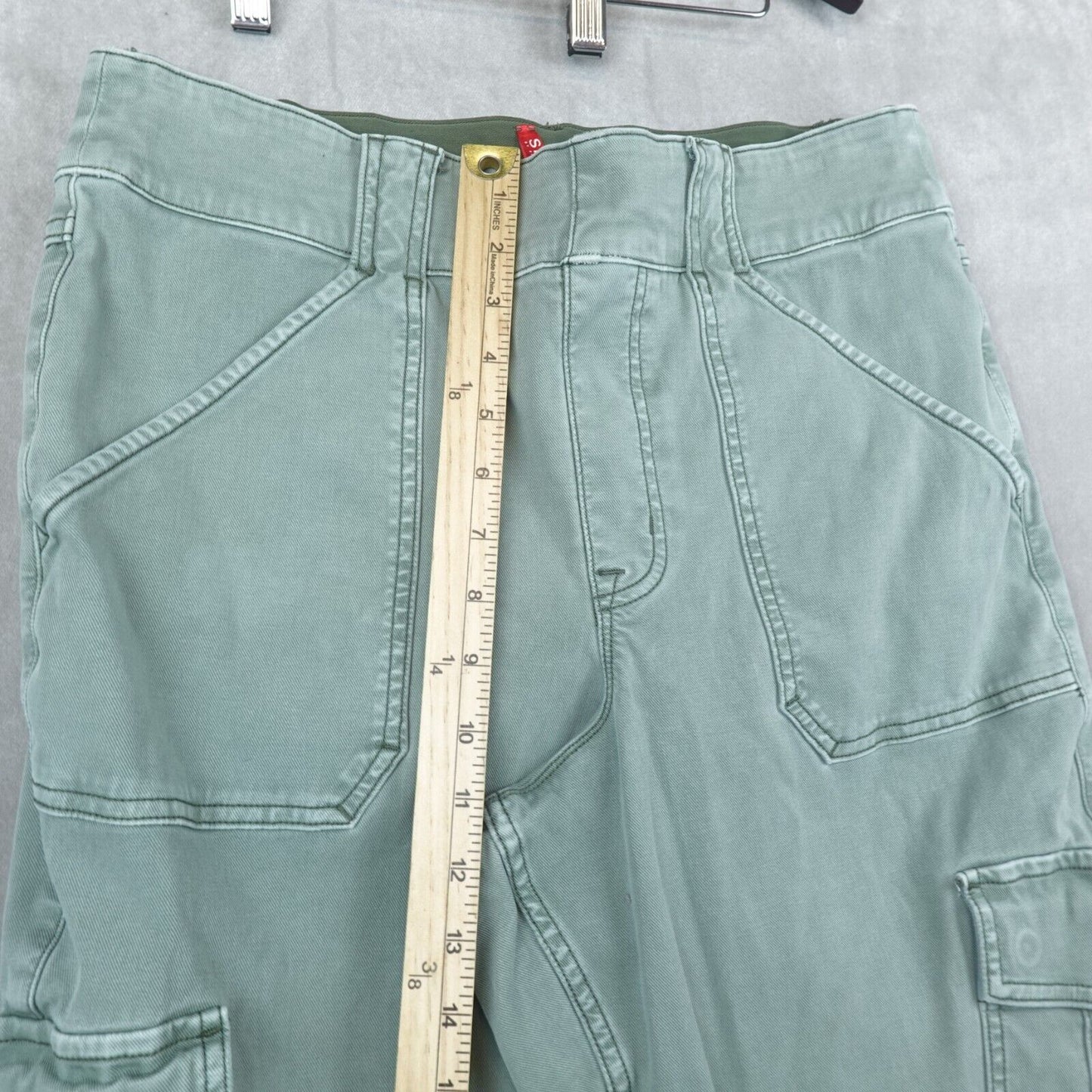 Spanx Pants Stretch Twill Cargo Jogger Pull On Size 1X Plus Green Ankle