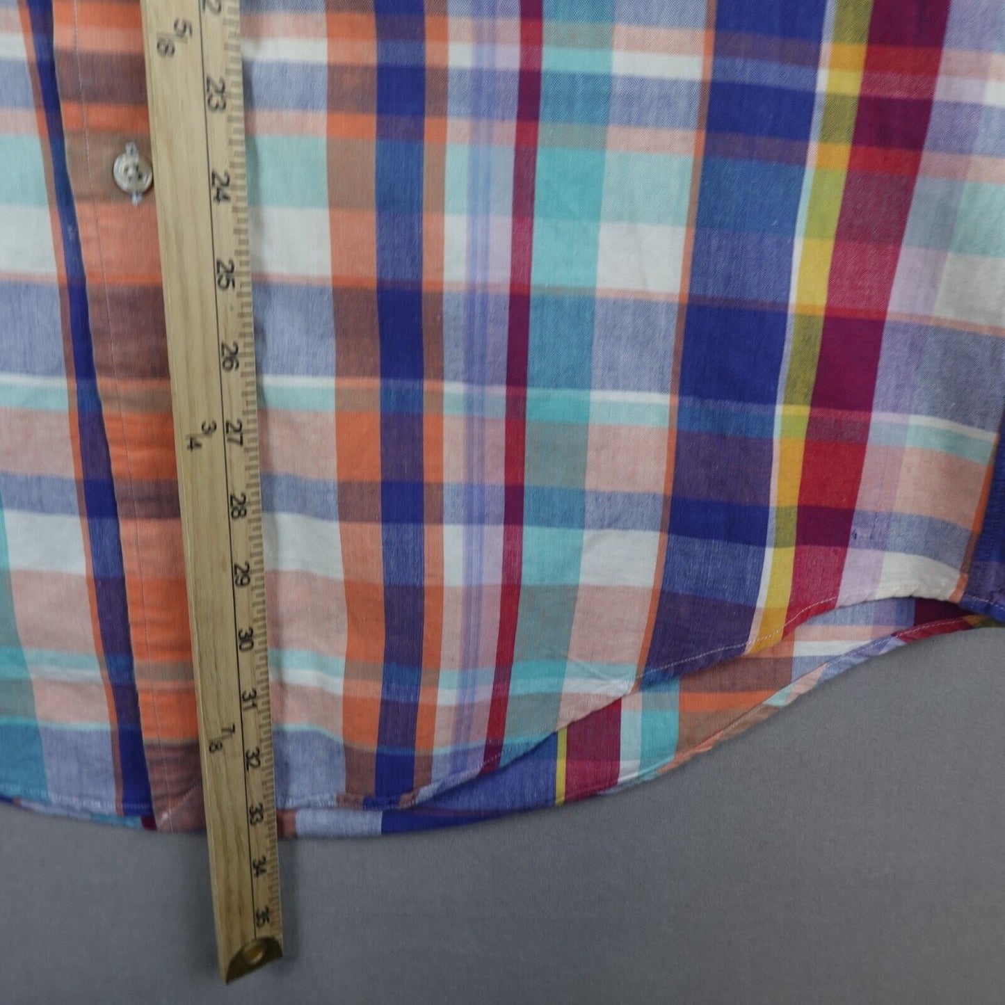 VTG Polo Ralph Lauren Shirt Madras Button Up Plaid Multicolor Mens Medium