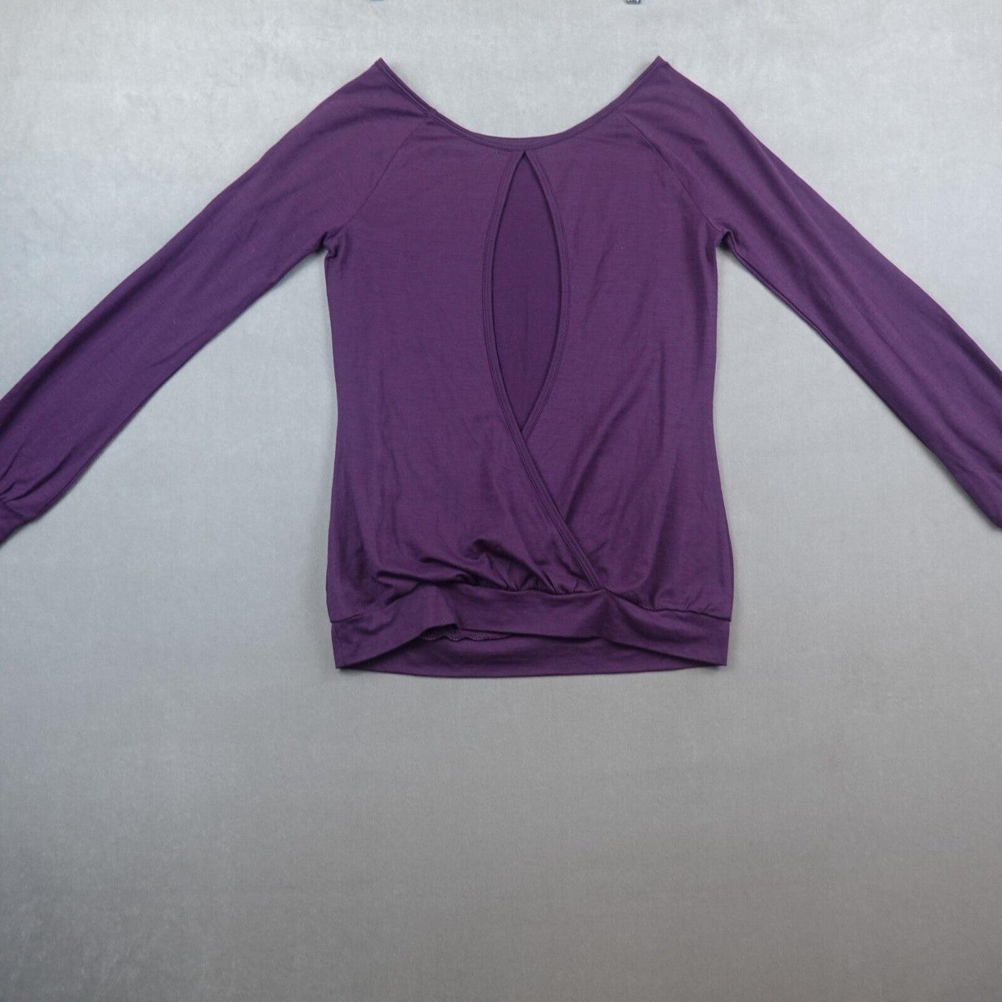 Athleta Industry Top Merino Wool Women Size Small Long Sleeve Open Back Purple