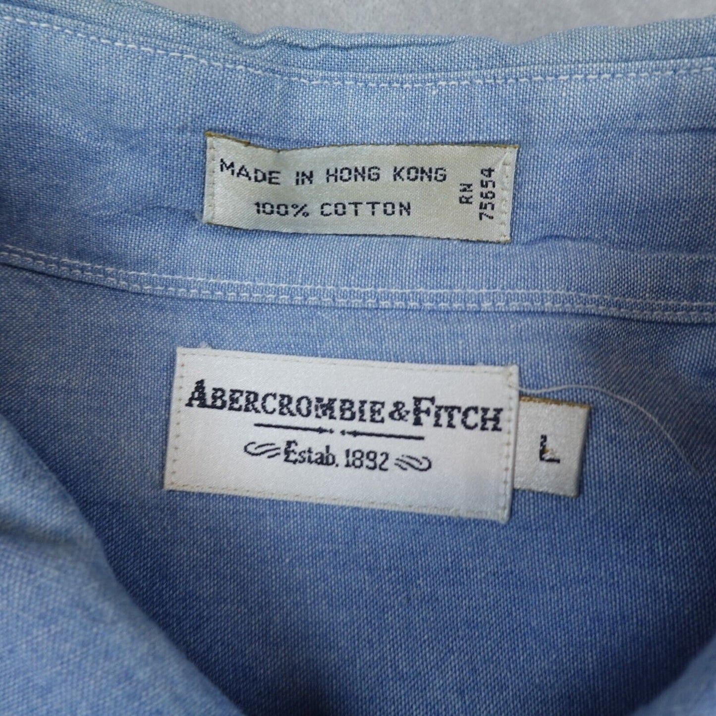 Vintage Abercrombie & Fitch Shirt Mens Large Chambray Button Up Long Sleeve 80s