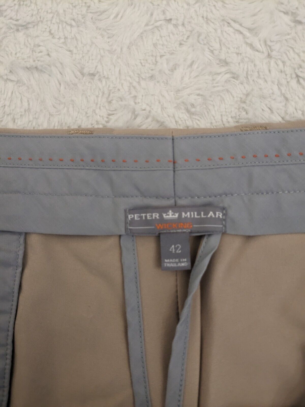 Peter Millar Golf Shorts Men 42x9 Beige Wicking Chino Quick Dry Golf Performance