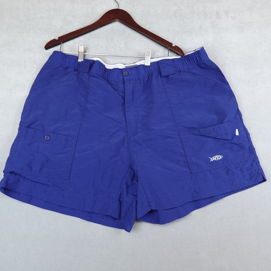 AFTCO Original Fishing Shorts Mens 42 Cargo Blue Swimming Pockets Elastic Waist