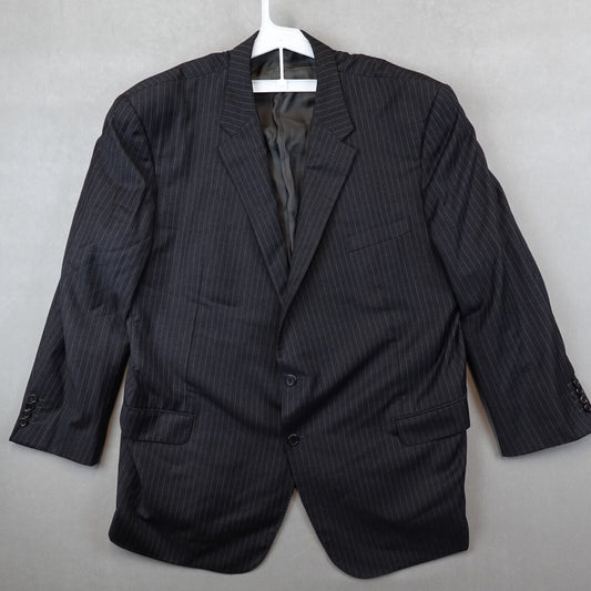 Hickey Freeman Blazer Loro Piana Tasmanian 150s Wool Black Pinstripe Jacket 52