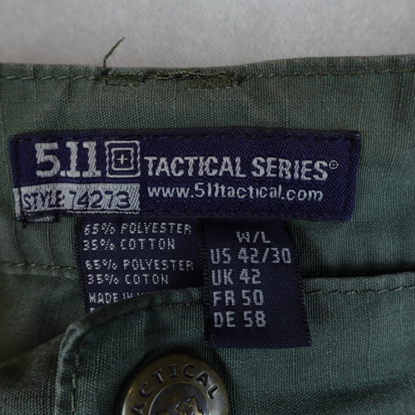 5.11 Tactical Pants Mens 42x30 Ripstop High Performance Green Stryke