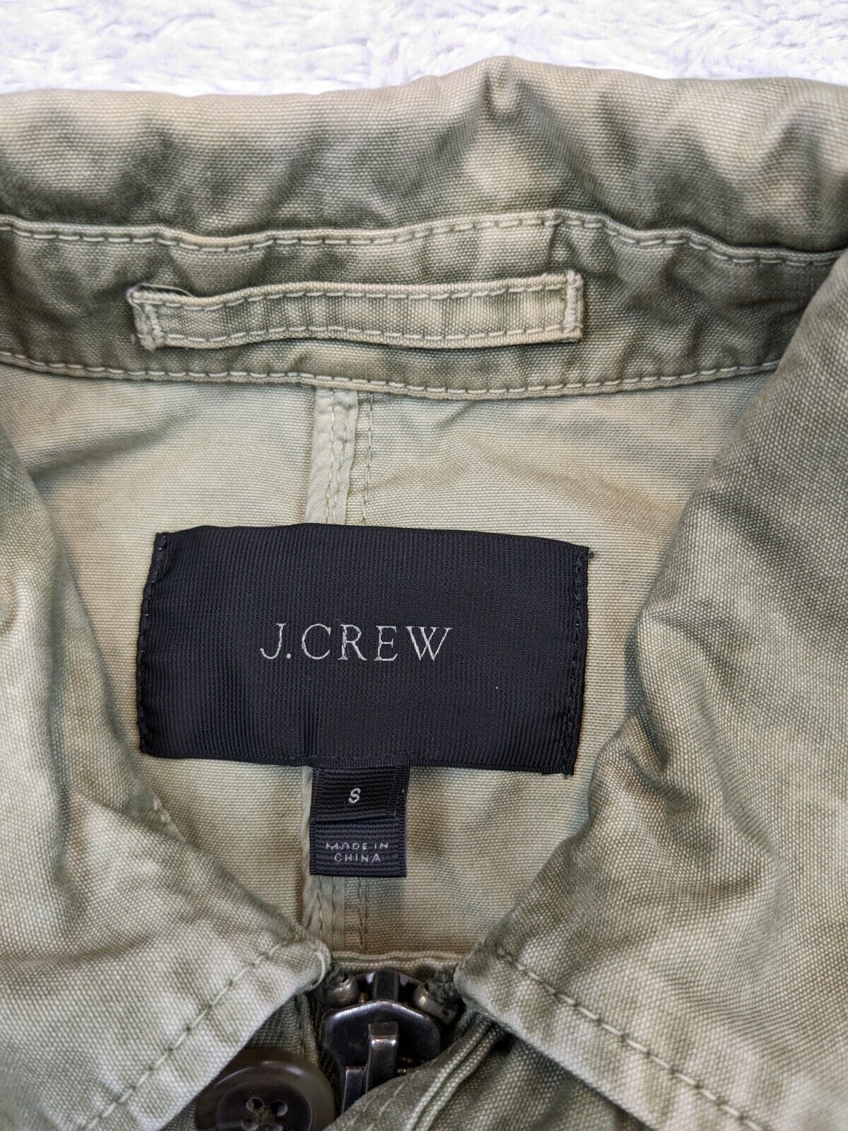 J Crew Utility Jacket Womens Small Khaki Green Full Zip Military Field Canvas