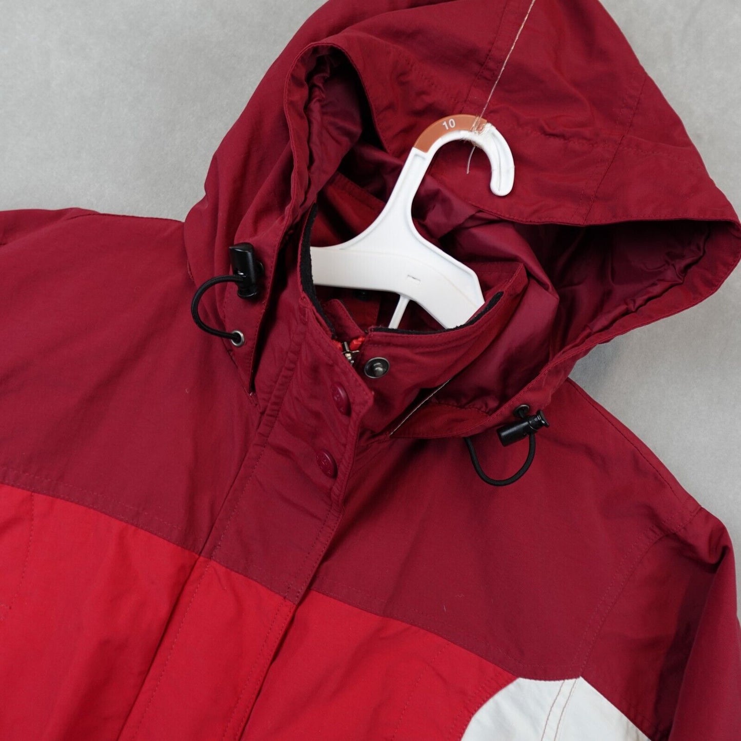 VTG LL Bean Hooded Jacket Parka Red Womens Lined Medium Regular Ski Rain