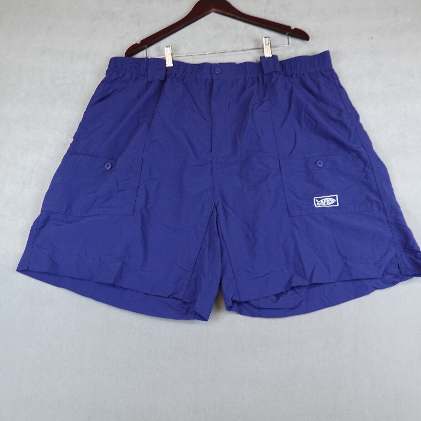 AFTCO Original Fishing Shorts Mens 46 Cargo Blue Swimming Elastic Waist