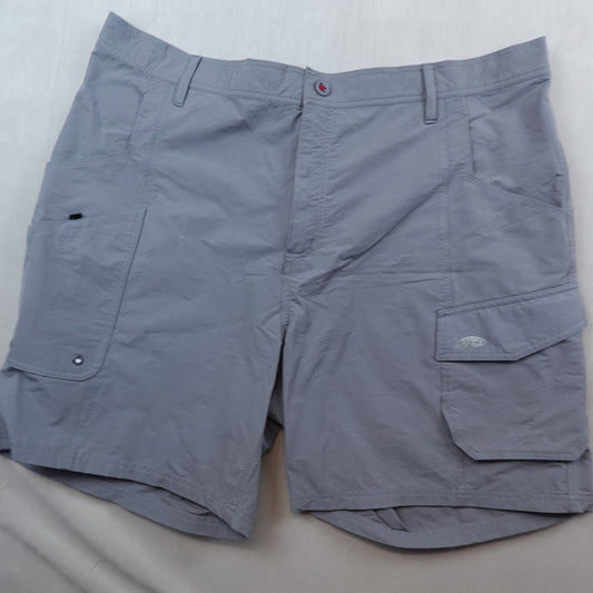 AFTCO Fishing Shorts Mens 46 Cargo Gray Stealth Swimming Original Elastic Waist