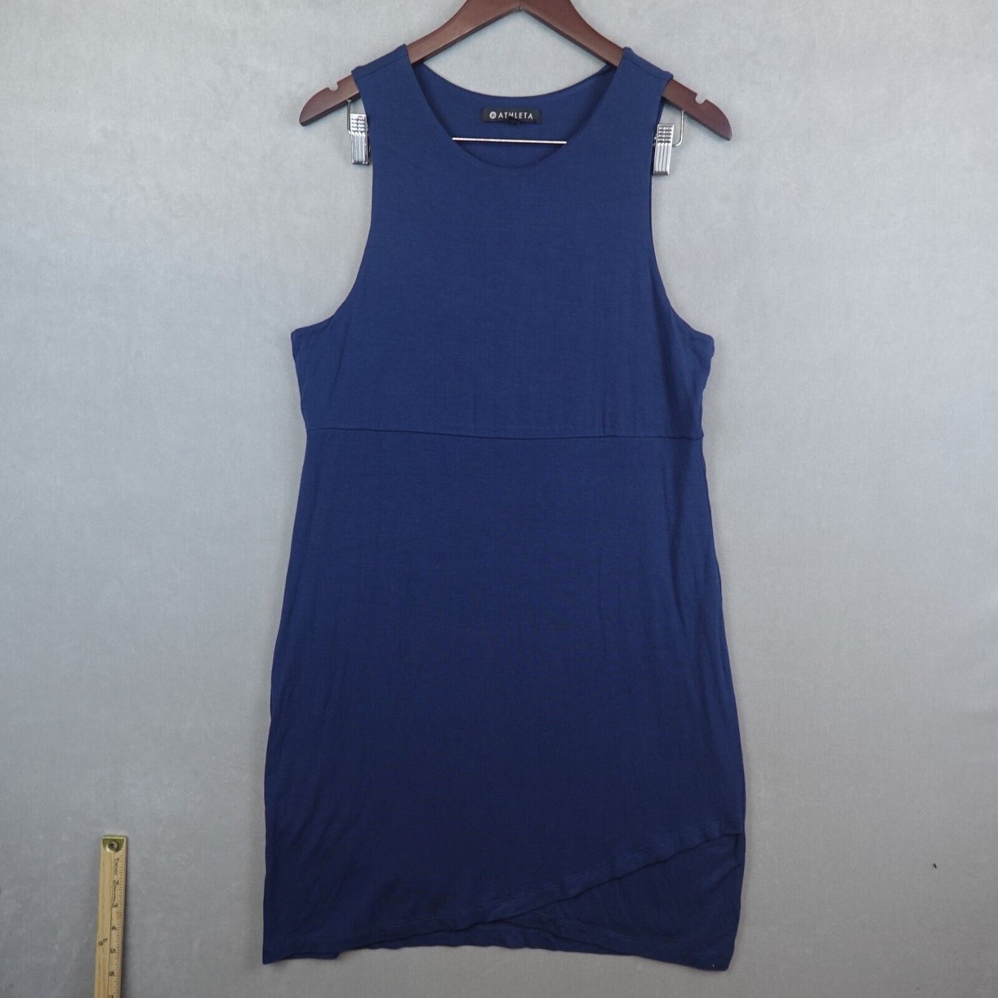 Athleta La Palma Dress Blue Sz Large Athleisure Travel Sleeveless Stretch Active