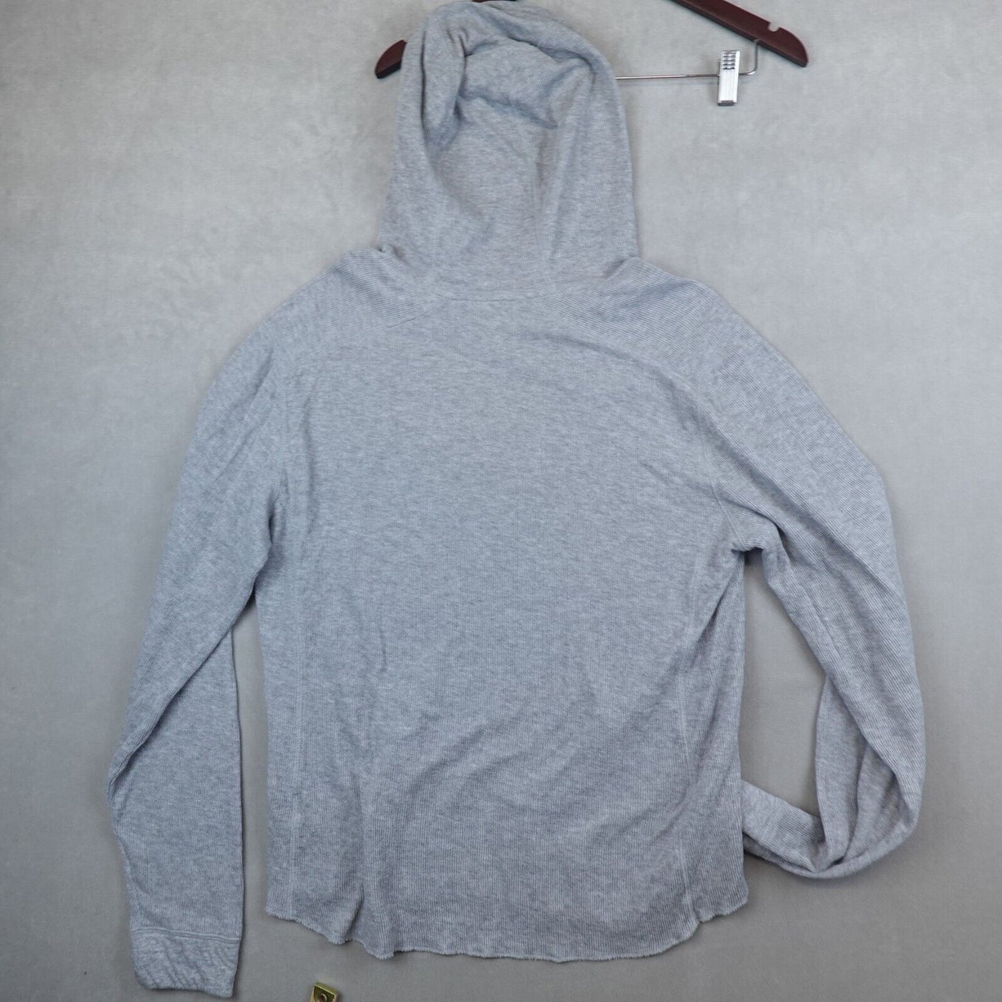 Vince Hoodie Thermal Sweatshirt Gray Waffle Knit Lined Pullover Adult Size Large