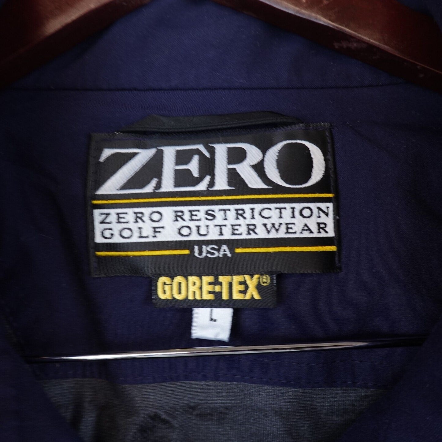 Zero Restriction Jacket GoreTex Men Large 1/4 Zip Navy Blue Vented USA Made Golf